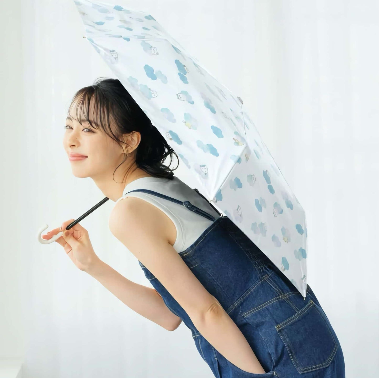 Chiikawa × Wpc. Blackout Shading umbrella. Flower crown sleepy blue