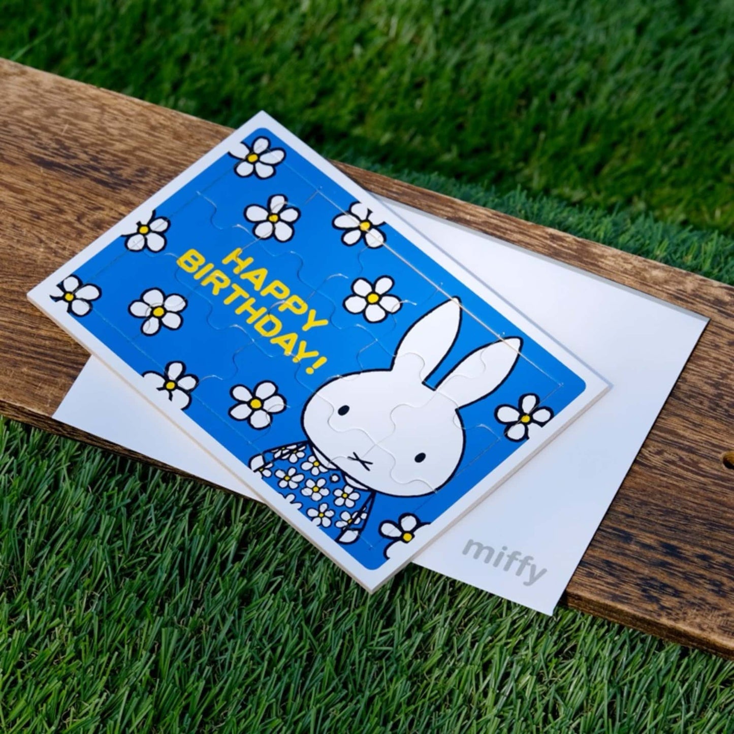 Dick Bruna's Miffy jigsaw puzzle card. blue