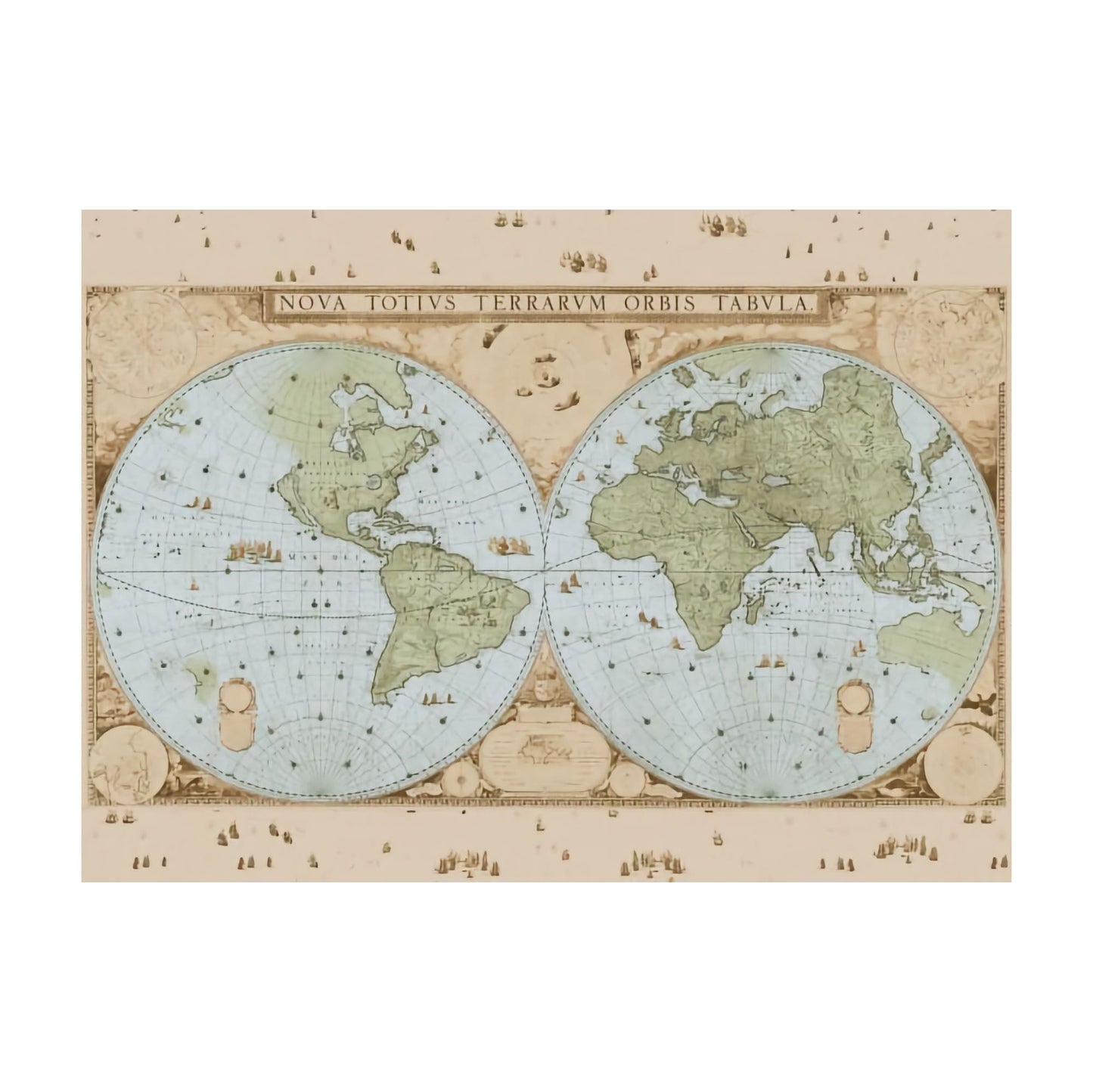 Bekking & Blitz puzzle (1000 pieces). wandkaart van de wereld door joan blaeu