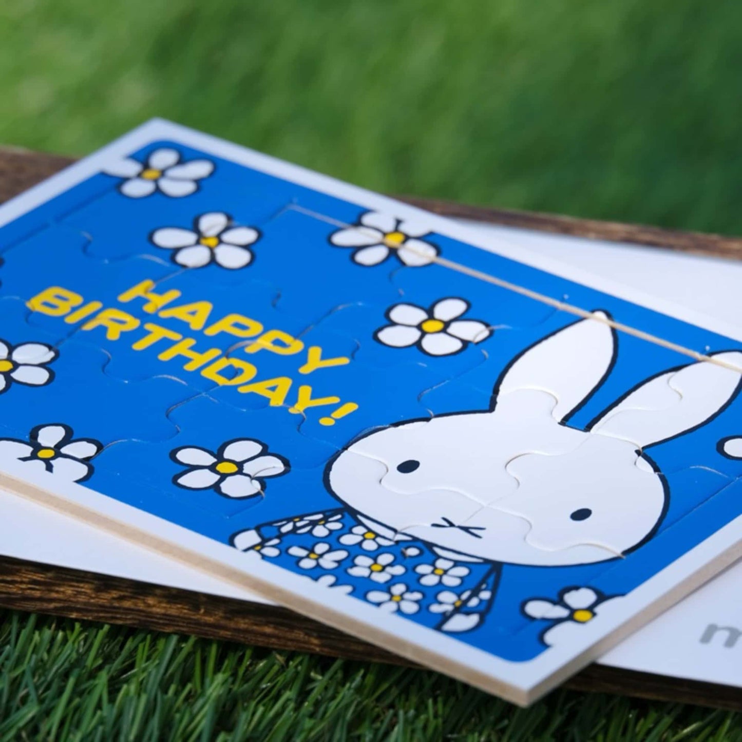 Dick Bruna's Miffy jigsaw puzzle card. blue