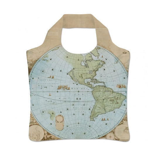 Bekking & Blitz folding bag. wandkaart van de wereld door joan blaeu