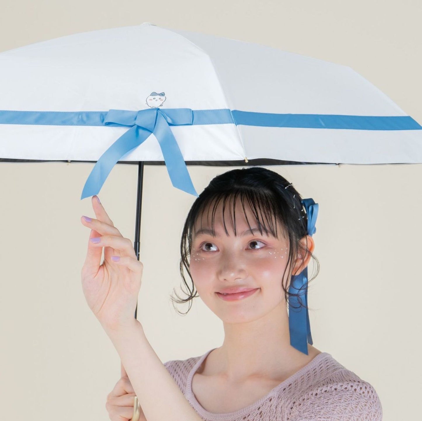 Chiikawa × Wpc. Blackout Shading umbrella. Praised ribbon