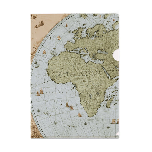 Bekking & Blitz L-folder. wandkaart van de wereld door joan blaeu