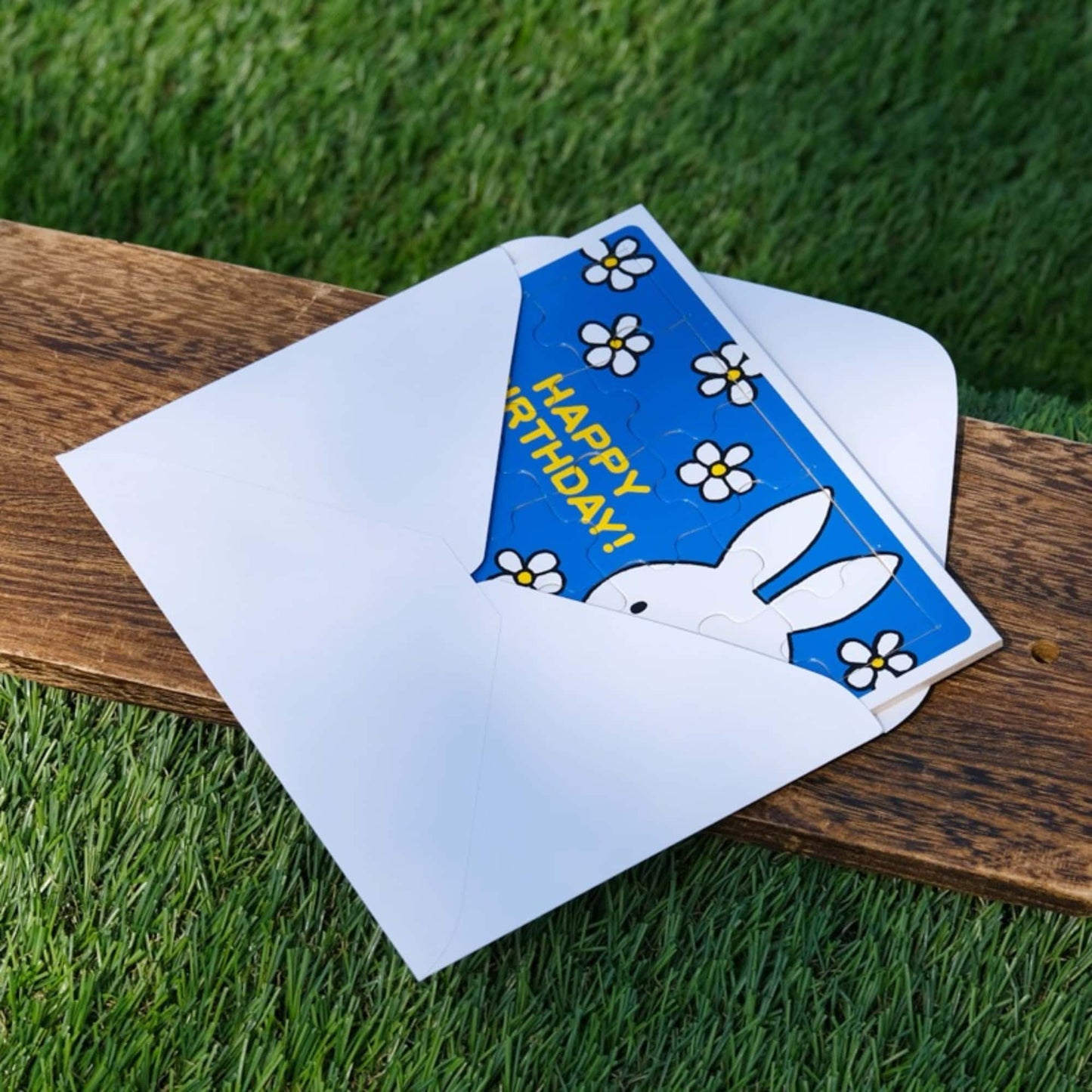 Dick Bruna's Miffy jigsaw puzzle card. blue